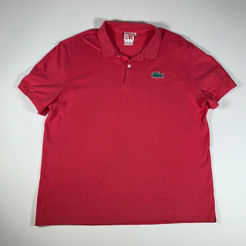 Lacoste L!VE Men's Size 8 Large Pink Stretch Pique Polo Shirt Big Croc Logo6211L